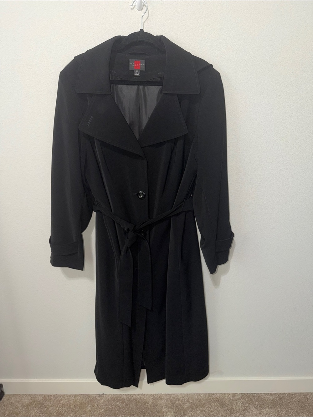 Gallery Woman Black Trench Coat